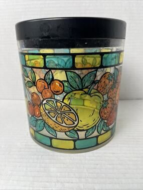 Vintage 1970s Acrylic Faux Stained Glass Fruit Canister Stotter Style Ice Bucket